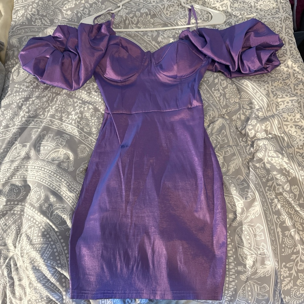 Windsor Shimmering Purple Long Sleeve Dress
